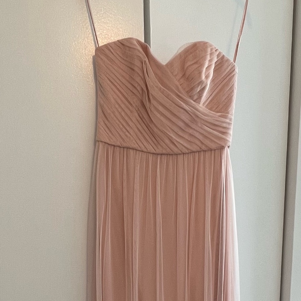 Like New Amsale strapless bridesmaid dress in blush. Fits a size 4 well!